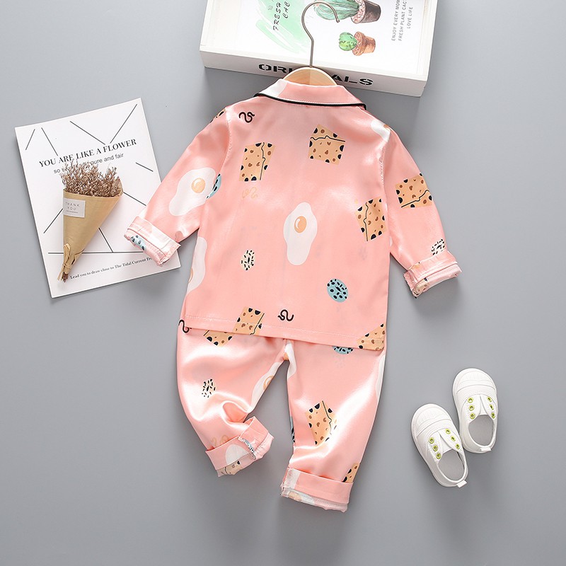 Bộ Đồ Ngủ Pijama Dài Tay In Hình Hoạt Hình Cho Bé