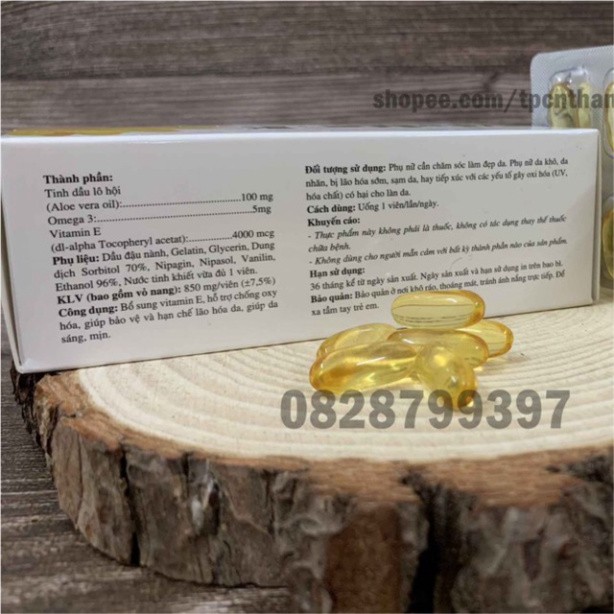 Viên uống đẹp da Vitamin E 4000mcg, tinh dầu lô hội làm đẹp da, chống lão hóa - Hộp 30 viên | Thế Giới Skin Care