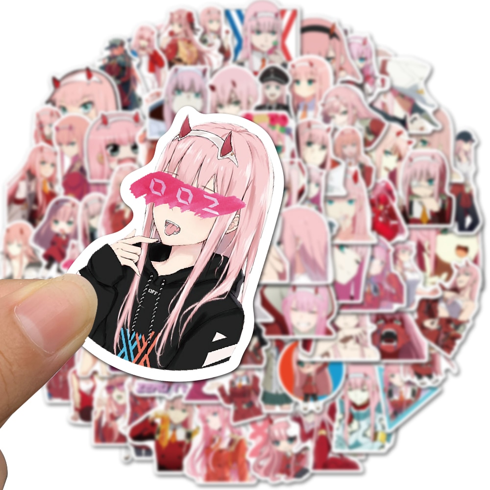 Bộ 50 miếng dán trang trí hình nhân vật hoạt hình Anime Franxx