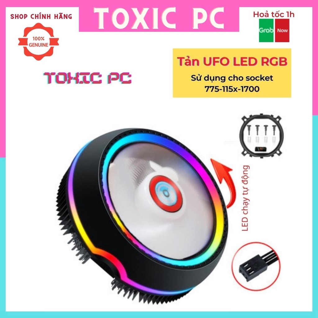 Quạt Tản Nhiệt, Fan CPU UFO X Led RGB - Tự Động Đổi Màu Và Hiệu Ứng