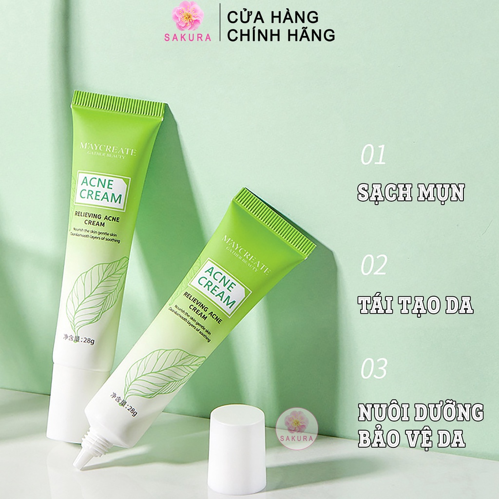 Kem làm mờ sẹo thâm mụn Maycreate Gel nha đam dưỡng ẩm dành cho da mụn nội địa trung  Acne Cream Sakura 20g