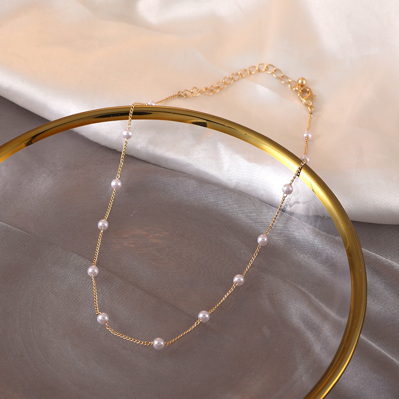 Vòng cổ ngọc trai ngắn đơn giản cá tính phong cách Hàn Quốc cho nữ