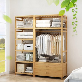 Tủ quần áo ngăn kéo đôi cao 175cm chất liệu Tre kết hợp gỗ Công nghiệp MDF TUR068