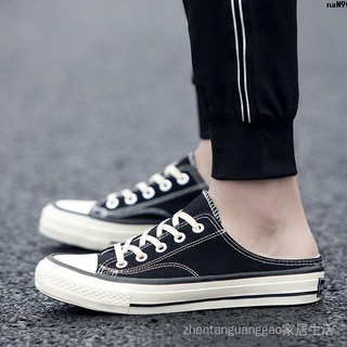 Nửa Mùa Hè Nam Gót Hợp Thời Trang Giày Nam Không Lưng Cặp Đôi Nửa Hỗ Trợ Giày Vải Phiên Bản Hàn Quốc Trăm Dép Lười <