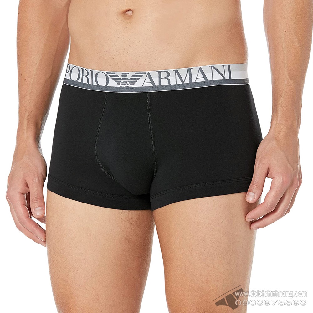 Quần lót nam Emporio Armani Striped Logo Cotton Stretch Cotton Trunk Black