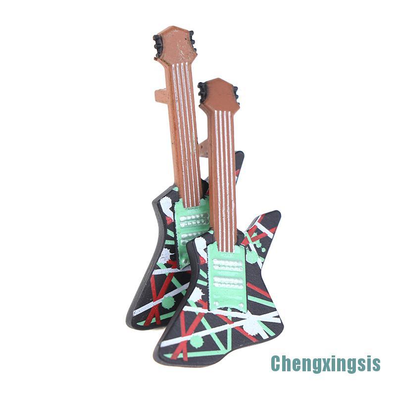 Set 2 Mô Hình Đàn Guitar Mini Tỉ Lệ 1: 12 Trang Trí Nhà Búp Bê