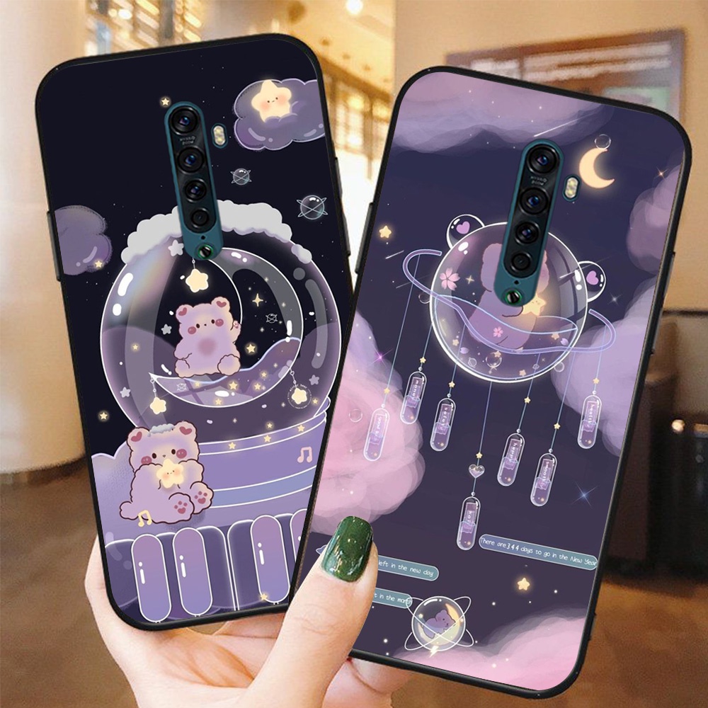 Ốp lưng điện thoại oppo reno 2 / reno 2f bộ gấu tím may mắn
