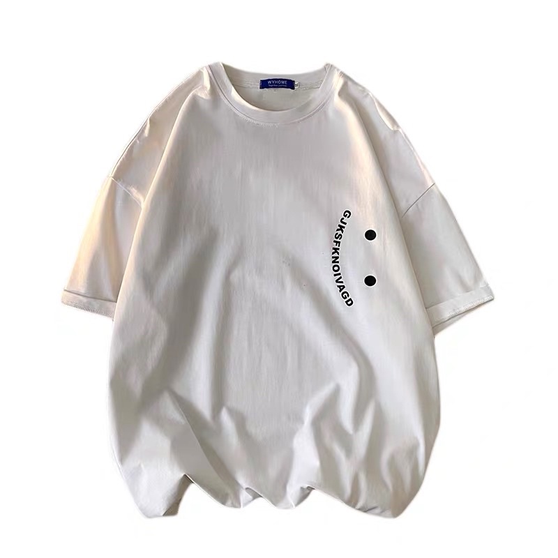 Áo thun cotton tay lỡ dáng rộng unisex freesize 38-65kg - Mặt cười chữ
