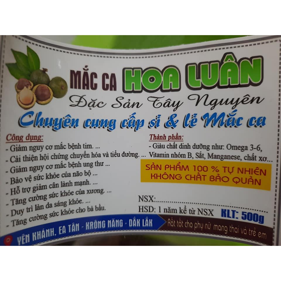 Quả Mắc Ca Đăk Lăk sấy (Túi 500g)