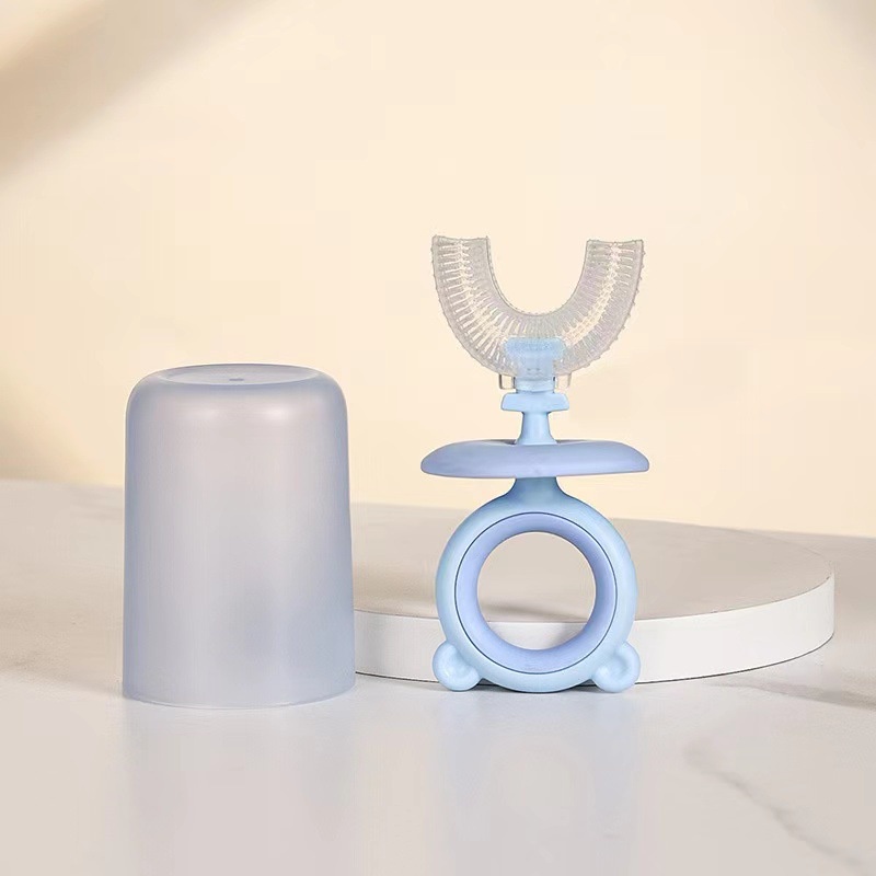 Bàn Chải Đánh Răng Silicone Xoay 360 Độ Hình Chữ U Chống Bụi Cho Bé