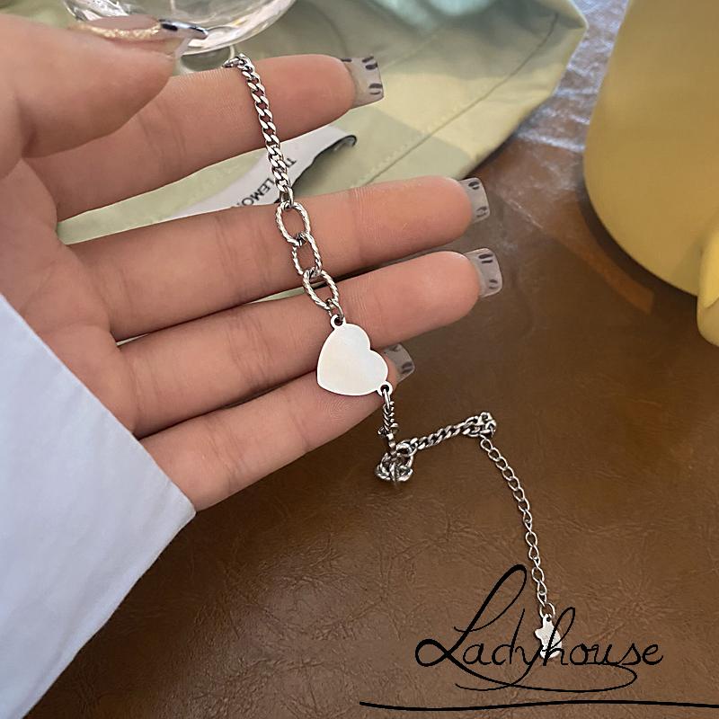 Vòng cổ choker dây xích mặt hình trái tim cho nữ