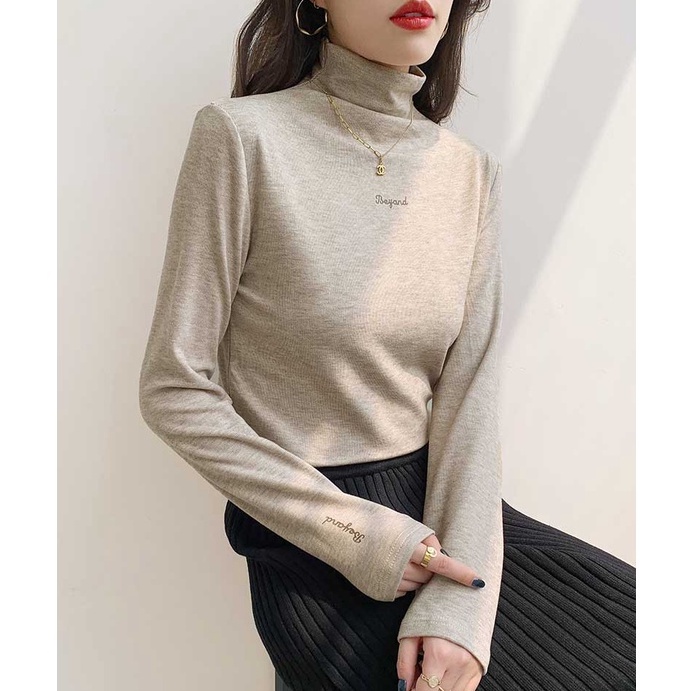 Áo thun tay dài cổ cao thiết kế đơn giản 46599