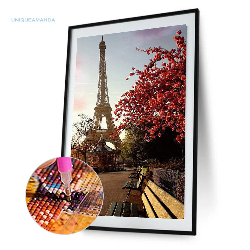 Tranh thêu chữ thập đính đá kim cương 5D DIY hình tháp Eiffel