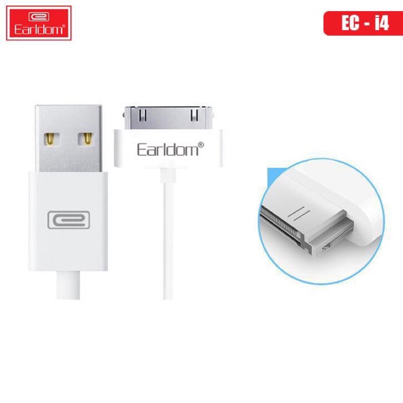 Dây Cáp Sạc điện thoại iPhone 4 4S Earldom EC-i4 | Bảo hành 1 đổi 1