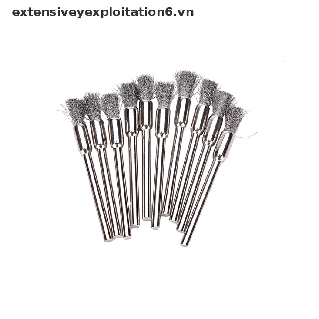 10 Bàn chải vệ mini sợi kim loại 3x5mm đa dụng cho máy khoan mài