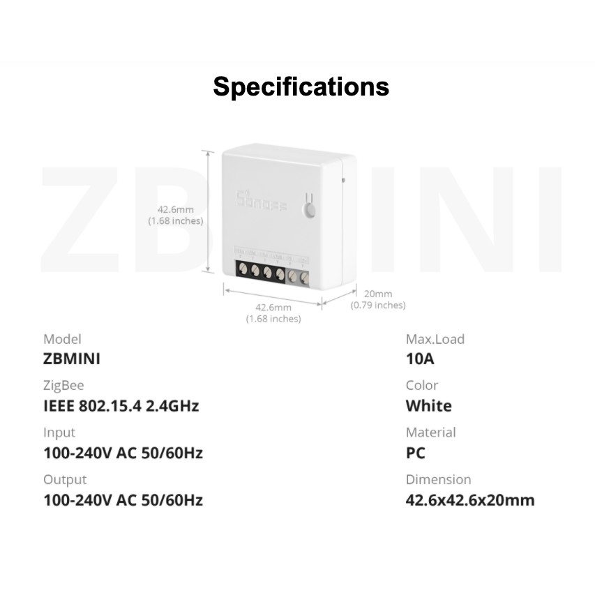 Công tắc Mini Sonoff Module Zigbee 3.0, App eWelink/ Home Assistant, cần có Bộ trung tâm ZBBridge.