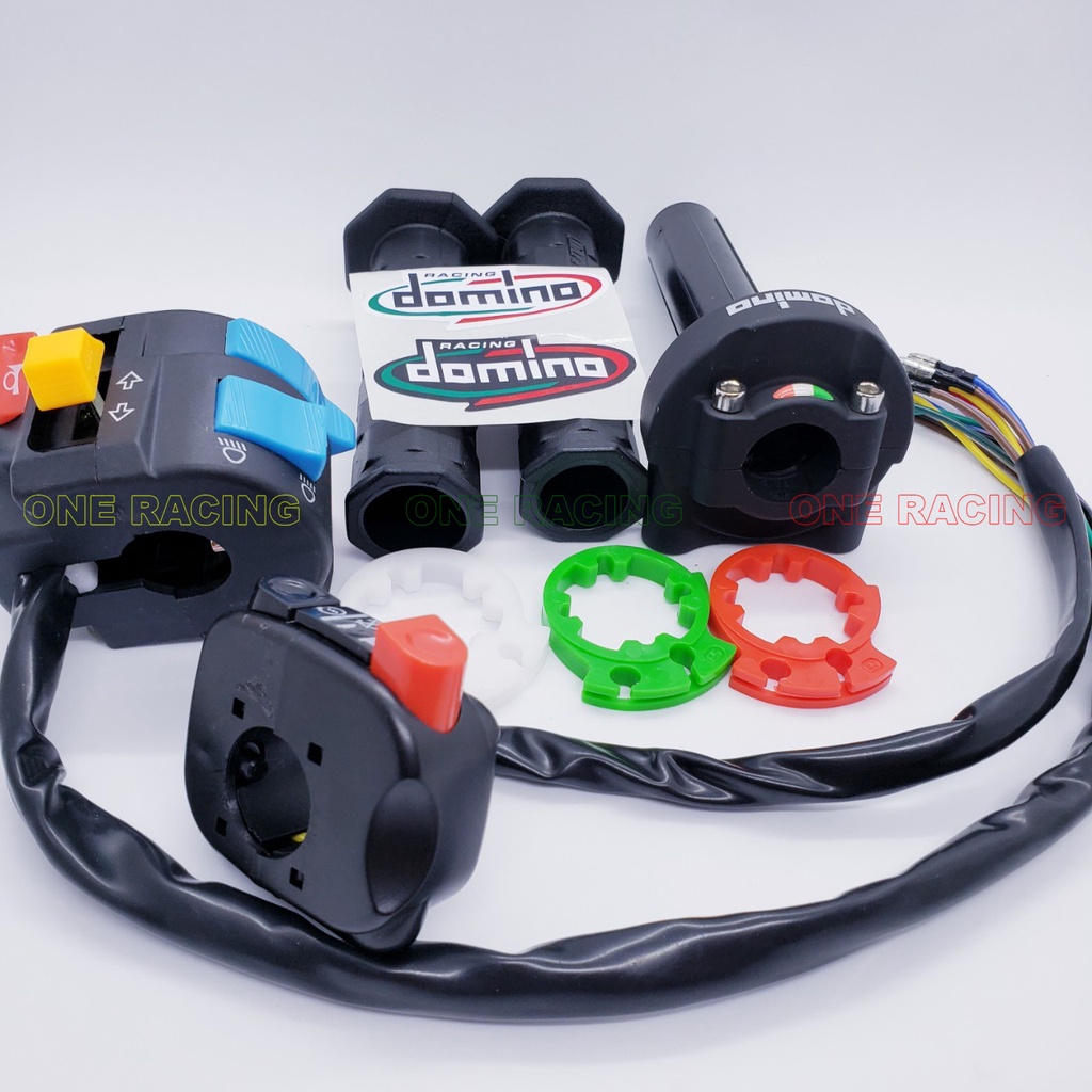 Combo cùm tăng tốc domino + công tắc fz passing trái phải, 2 bao tay daytona cao cấp gắn xe máy, màu đen