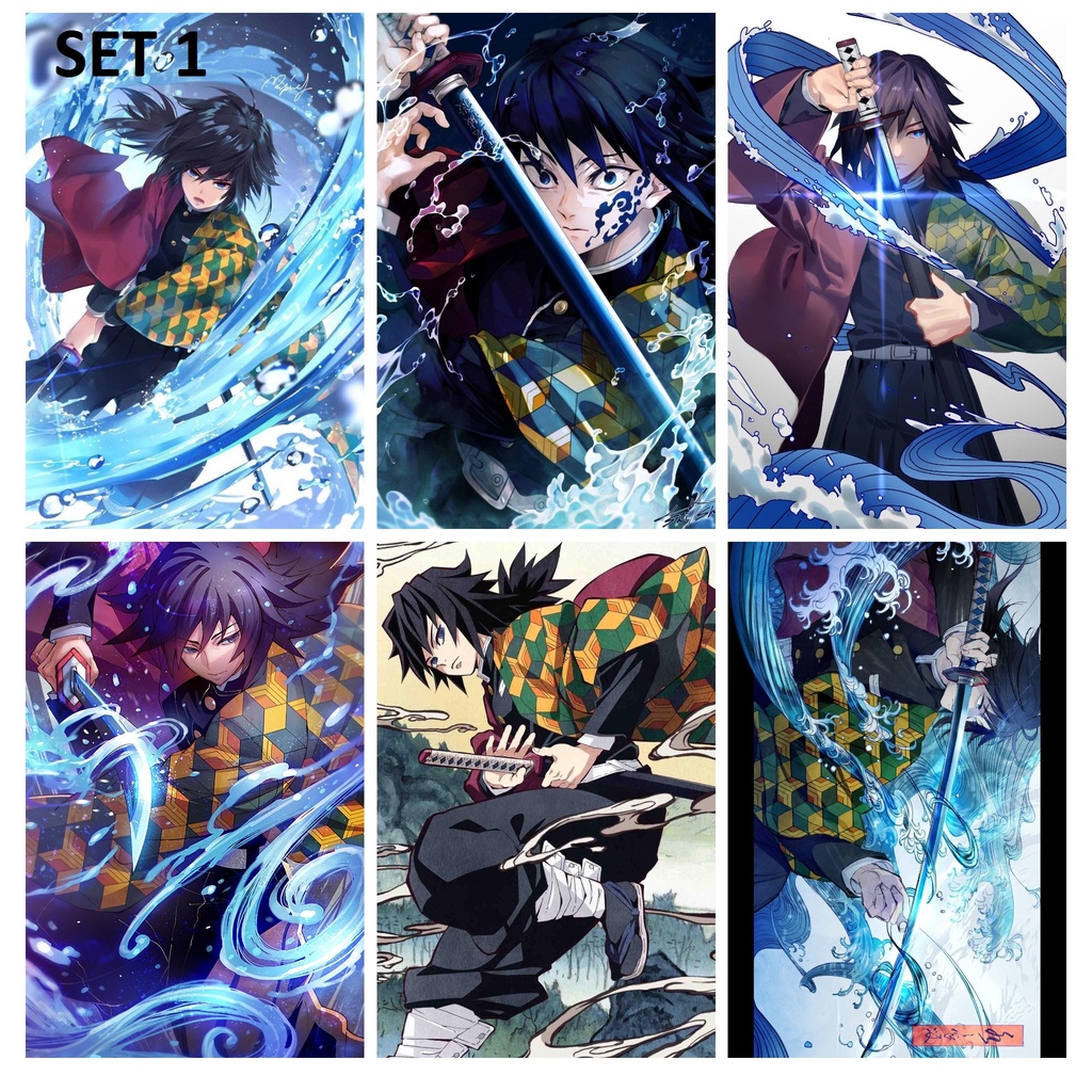 Bộ 6 Áp phích - Poster Anime Kimetsu no Yaiba - Lưỡi Gươm Diệt Quỷ (bóc dán) -A4,A5,A6