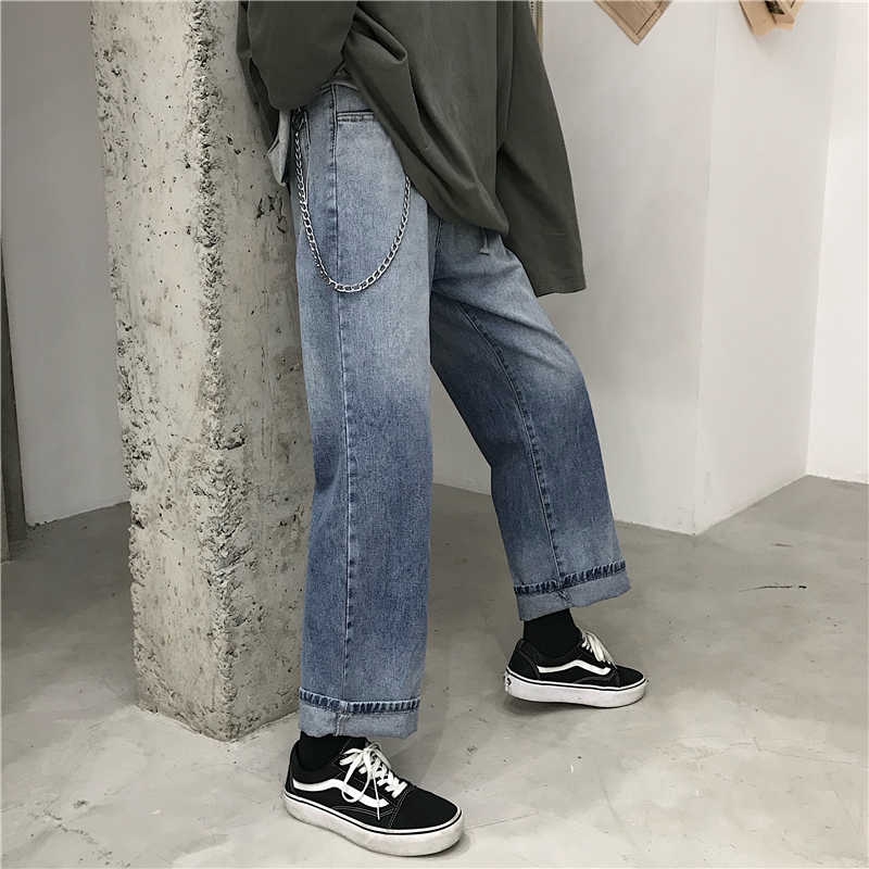 Quần jean ống rộng phối bạc màu phong cách cổ điển | BigBuy360 - bigbuy360.vn