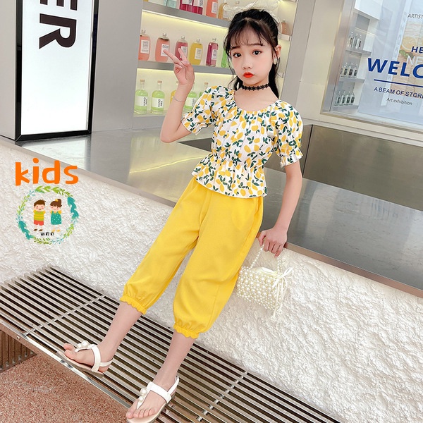 Set Đồ Mùa Hè 2022 Áo Thun Tay Ngắn + Quần Lửng Phong Cách Mới Cho Bé 3-5-8-10-12-13 Tuổi