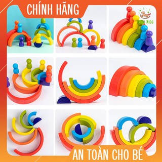 Bộ xếp hình cầu vồng bằng gỗ♥️ CHÍNH HÃNG♥️ ĐỒ CHƠI GIÁO DỤC♥️