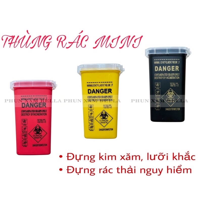 Hộp Đựng Kim Rác Thải Phun Xăm, Thùng Rác Mini, Hũ Đựng Kim Rác Thải Phun Xăm