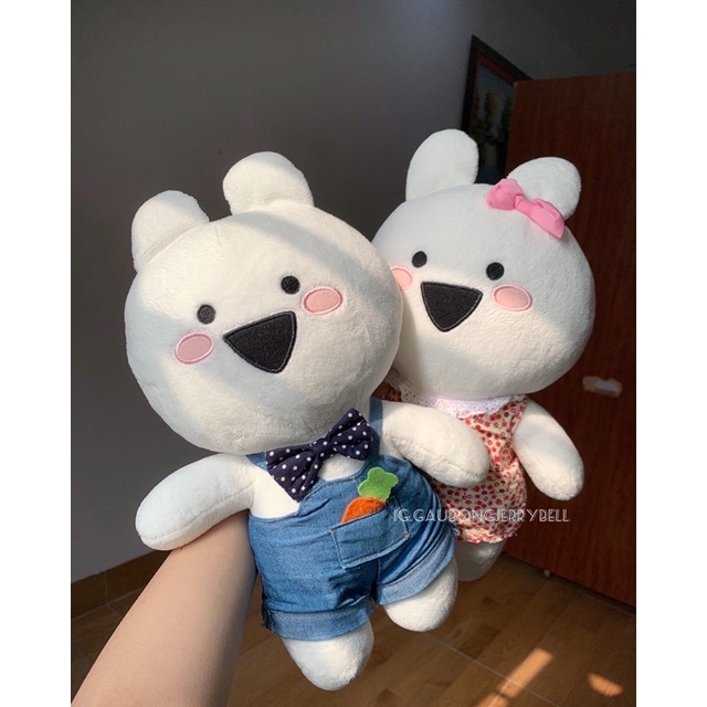 Gấu bông thỏ trắng Hàn Quốc mặc yếm váy dễ thương