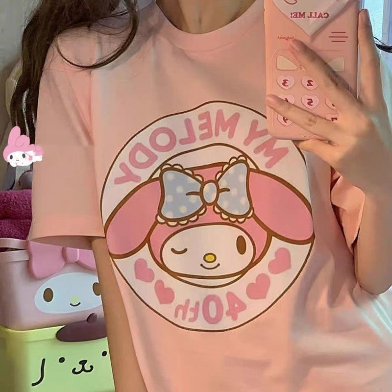 ✦Đầu Chó Cinnamon✦Áo Thun Tay Ngắn Cổ Tròn Dáng Rộng Mềm Mại In Họa Tiết Hoạt Hình Dễ Thương Thời Trang Mùa Hè Cho Nữ