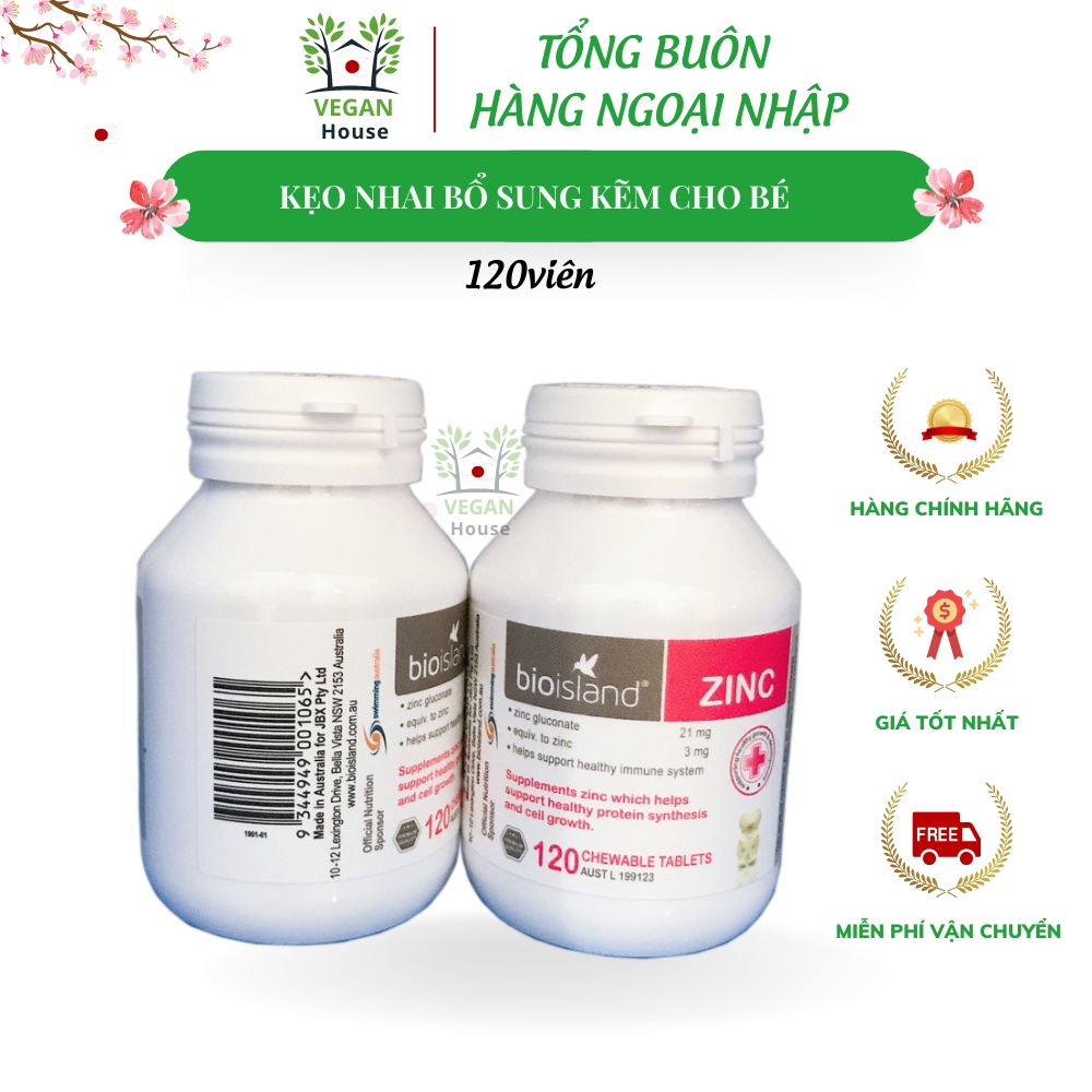 Kẹo nhai bổ sung kẽm cho bé Bio Island Zinc của Úc 120 viên
