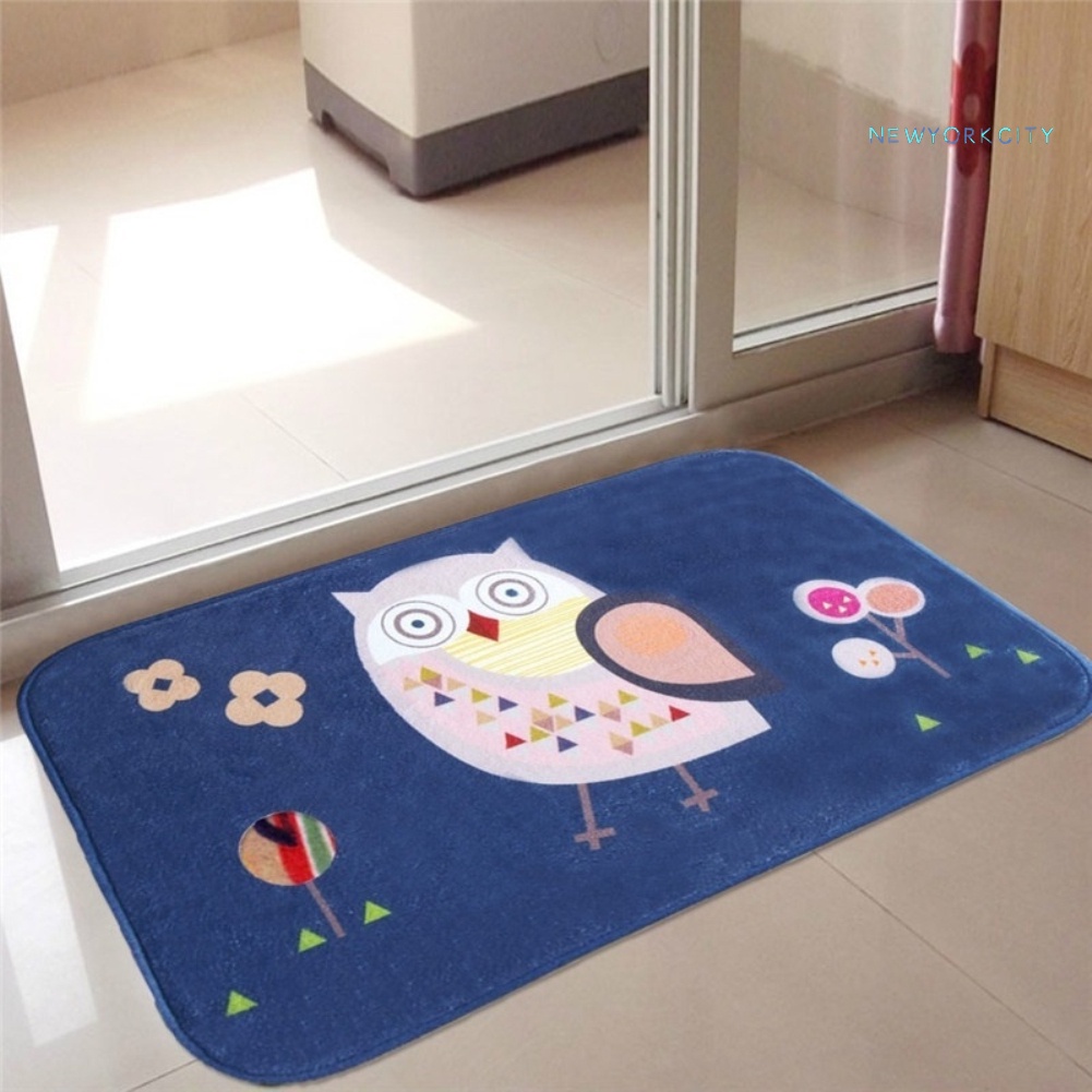 Thảm lót cửa chùi chân Mềm Mại In Họa Tiết Cú Hoạt Hình Dễ Thương