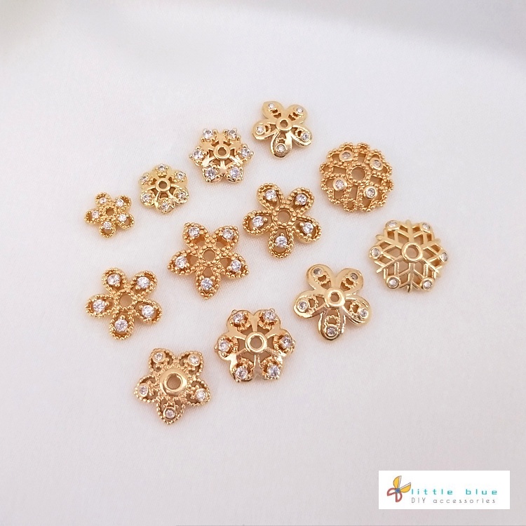 Hạt Xỏ Vòng Tay Hình Hoa Tuyết zircon Bằng Đồng 14K Màu Sắc Tùy Chọn DIY