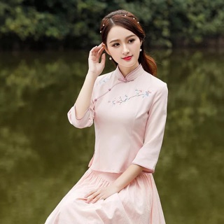 Áo sườn xám vải mát co giãn nhẹ PMS63