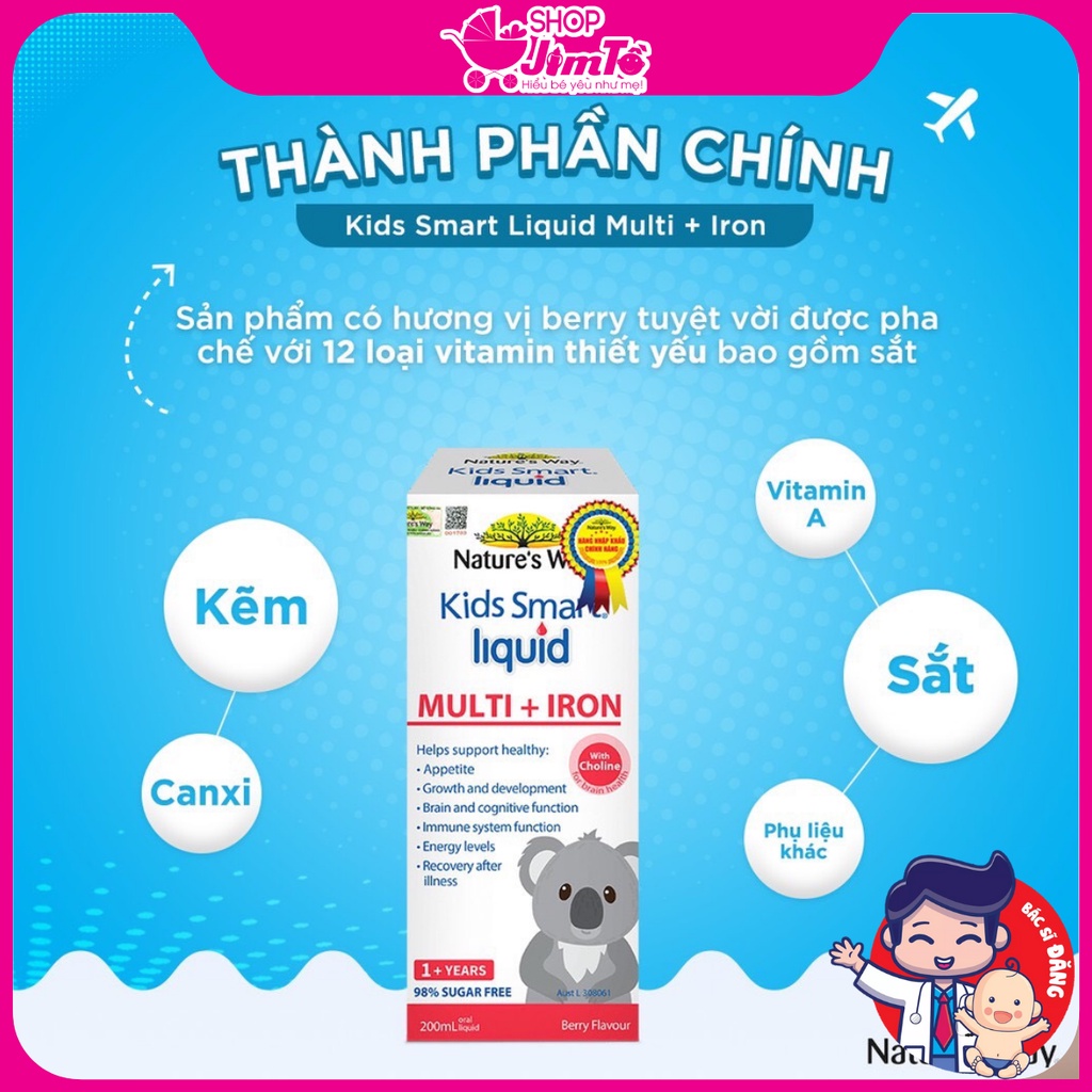 Nature’s Way Kids Smart Liquid Multi + Iron Bổ Sung Sắt Và Vitamin Cho Bé Lọ 200ml