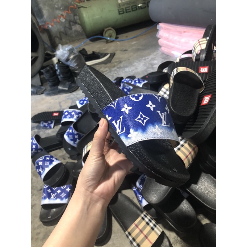 Dép Da Nam LVL  Hai màu xanh + đỏ full size 38-43