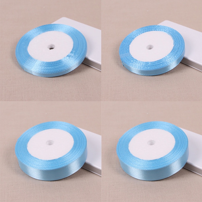 [newnorthcast 0611] Sky Blue 25 Yards Silk Satin Ribbon Wedding Party Decoration Gift Wrapping Christmas New Year Apparel Sewing Fabric DIY