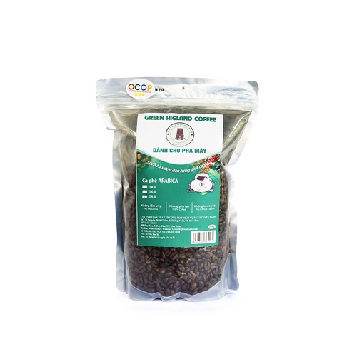 Cà phê rang nguyên hạt Robusta, Arabica sạch 500gr và 1kg Tây Nguyên Xanh ocop Kon Tum | BigBuy360 - bigbuy360.vn