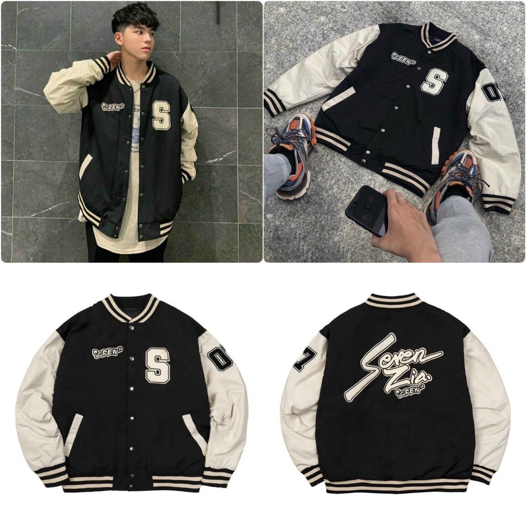 Áo khoác Bomber da lộn 2 lớp thêu chữ S kiểu dáng Hàn Quốc phong cách trẻ trung năng động Freesize