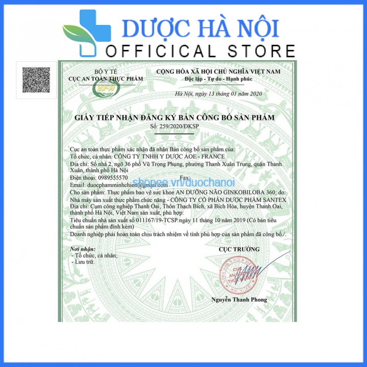 Hoạt huyết tăng cường trí nhớ An dưỡng não Ginko Biloba 360 giảm đau đầu, hoa mắt, chóng mặt – Hộp 60 viên