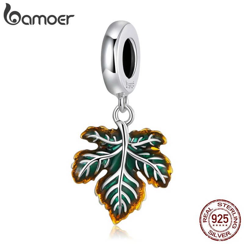 Mặt trang sức BAMOER SCC2176 925 bằng bạchình lá phong thời trang xinh xắn