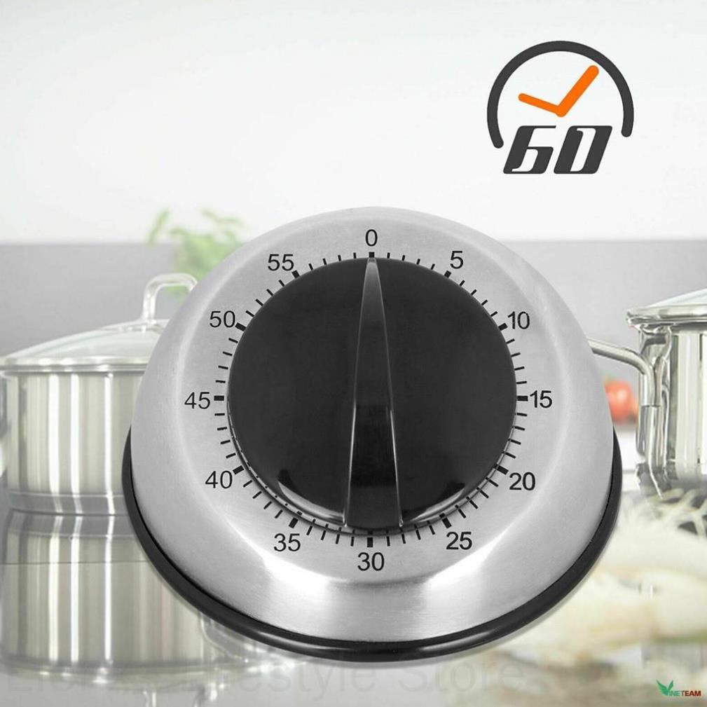 Đồng Hồ Hẹn Giờ Nấu Ăn Bằng Thép Không Gỉ 60 Phút -dc4677