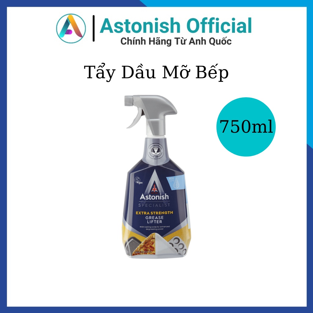 Tẩy dầu mỡ nhà bếp ASTONISH 750ml vệ sinh vết cháy khét bếp điện từ xoong nồi đa năng C6750