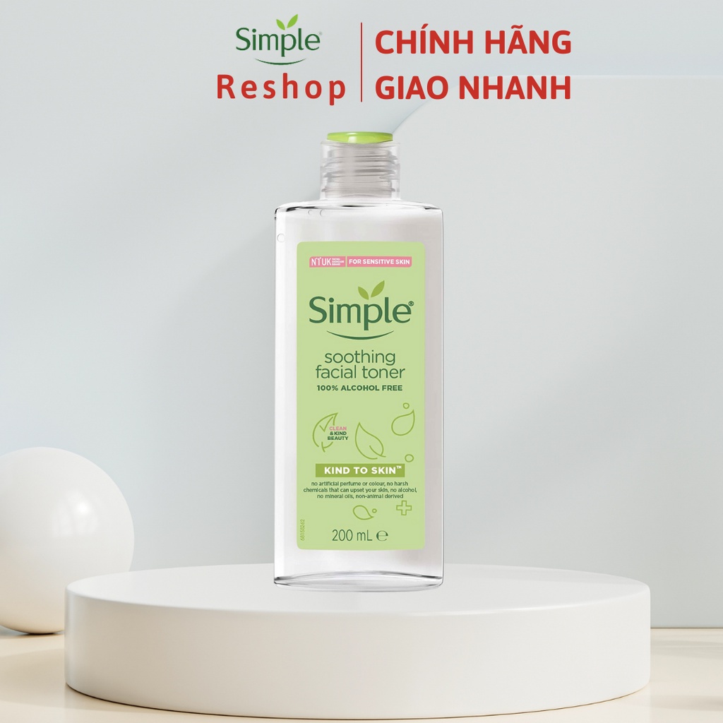 Nước Hoa Hồng Simple Cân Bằng Da Dịu Nhẹ Kind To Skin Soothing Facial Toner 200ml