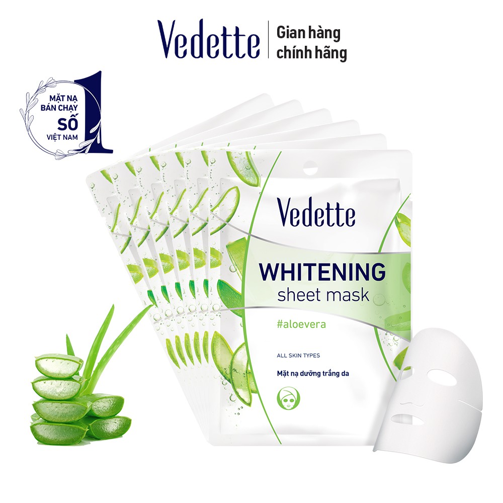 Combo 6 Mặt Nạ Trắng Hồng Tự Nhiên Vedette Whitening Sheet Mask