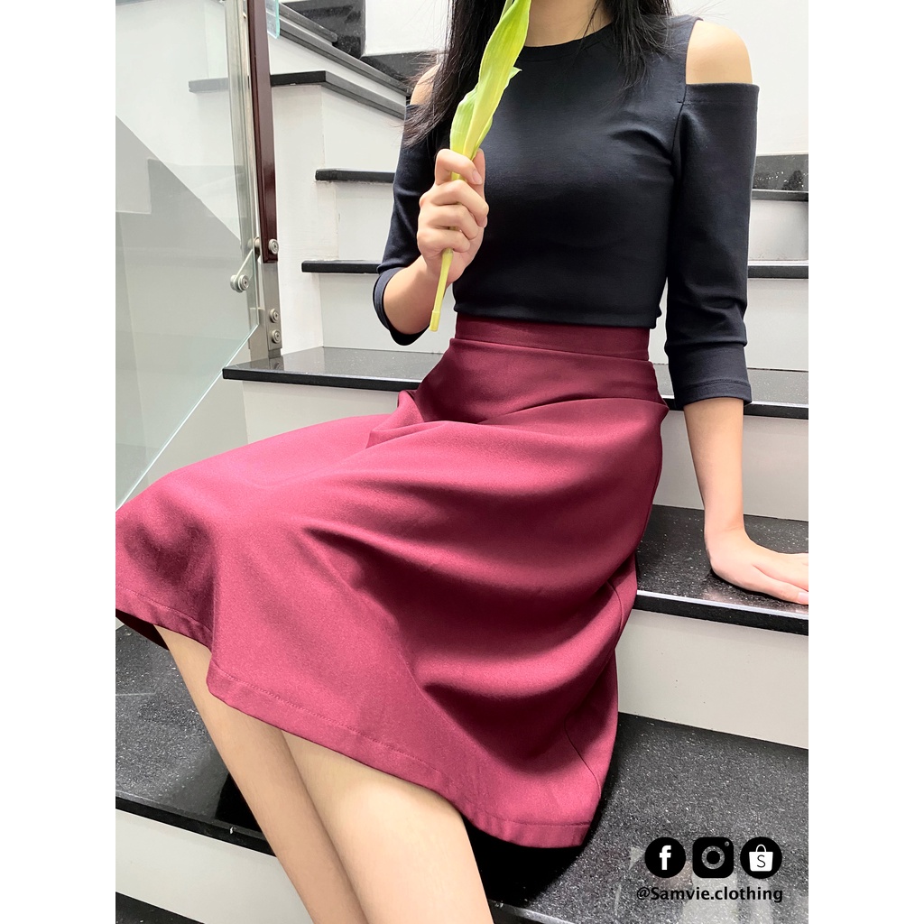 Chân váy dài Midi dáng xòe nhẹ đi làm công sở, đi chơi Samvie | BigBuy360 - bigbuy360.vn