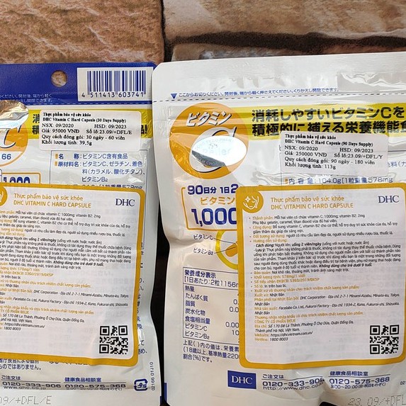 Viên uống Vitamin C DHC hard capsule Nhật Bản 20 ngày 30 ngày 90 ngày dùng tăng sức đề kháng