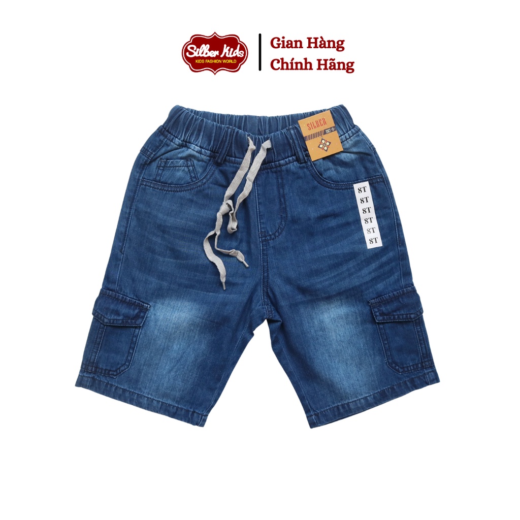 Quần Jeans Lửng Bé Trai 10-45kg Phối Túi Hộp Dây Rút SILBER KIDS