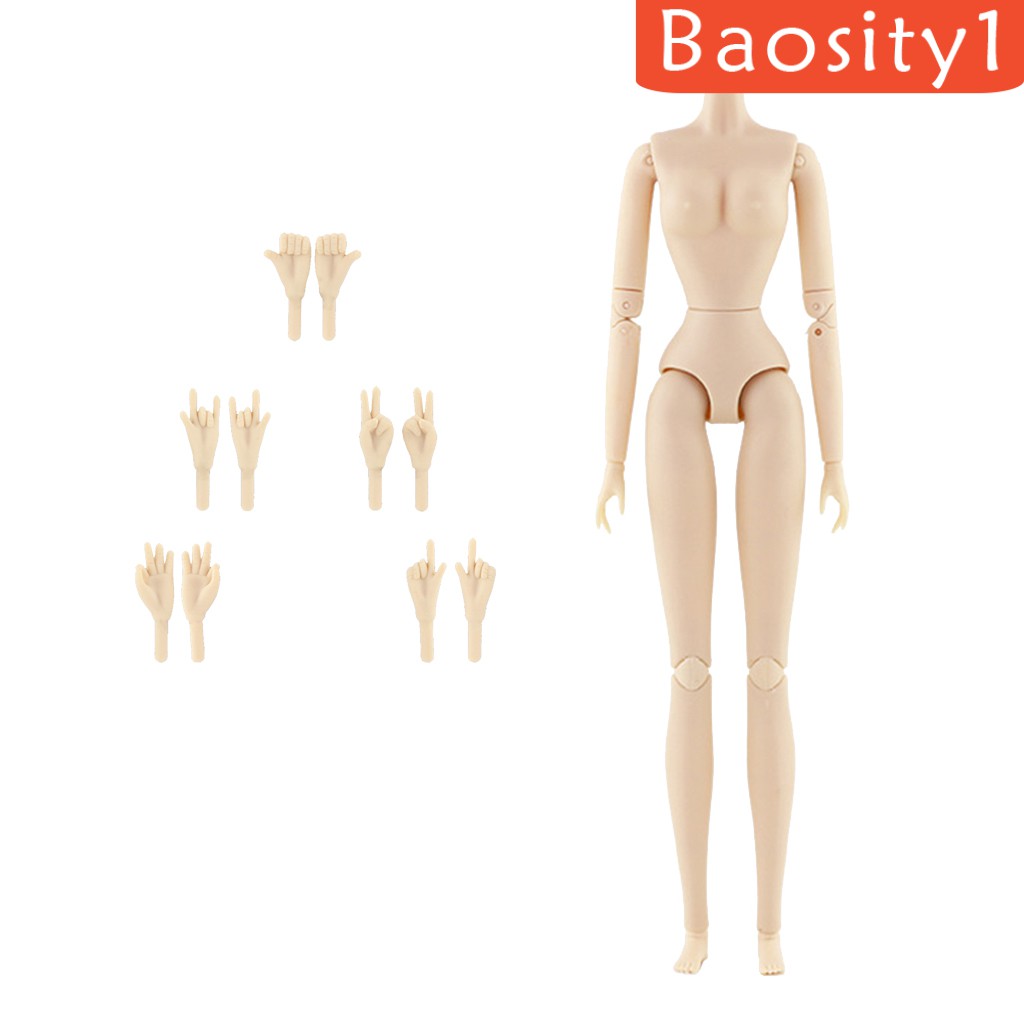 Kids Toy 1:6 28 Joint Movable Girl Nude Naked Doll Body 5 Pair Flexible Doll Hand Dollhouse Without Head for BJD Doll Making Accessory Girl Gifts