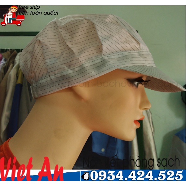 Nón Thủy Sản, Nón Phòng Sạch Vải Silk Màu Trắng _ Hình Chụp Thật