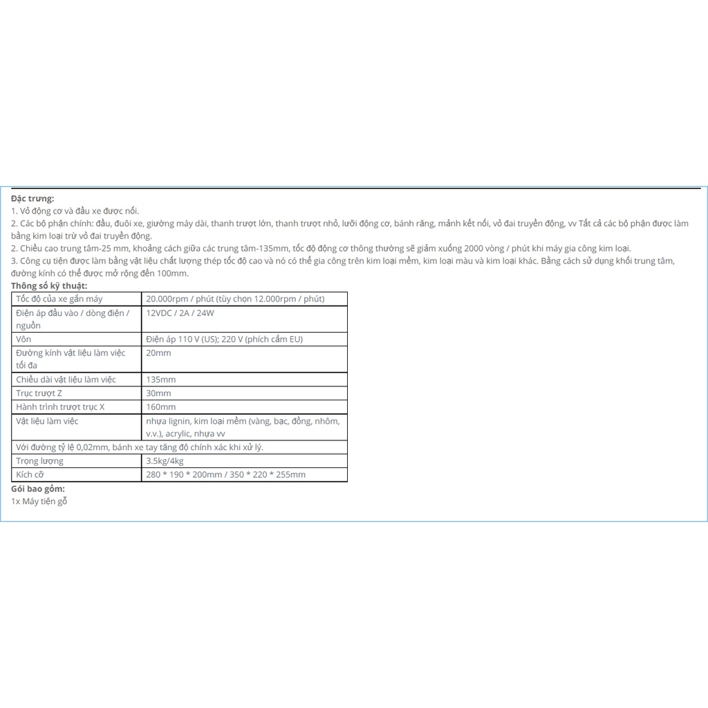 Máy khoan mài tiện mini đa năng để bàn 12V DC 2A 24W Lathe machine The First