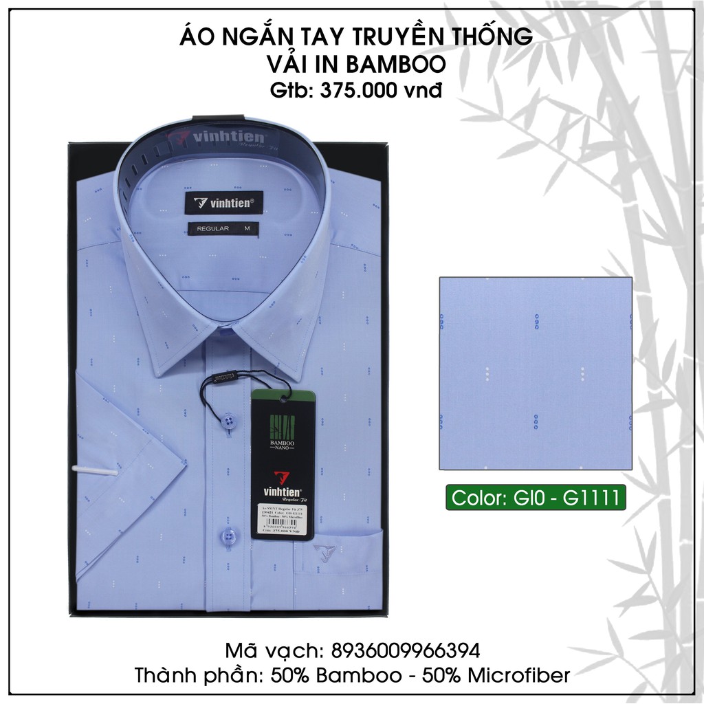 Áo Sơ Mi Họa Tiết Ngắn Tay Bamboo Vạt Ngang Vĩnh Tiến 375 | BigBuy360 - bigbuy360.vn
